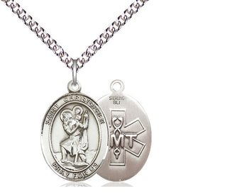 Sterling Silver Saint Christopher EMT Medal Religious Jewelry