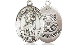 Sterling Silver Saint Christopher Coast Guard Medal Religious Jewelry