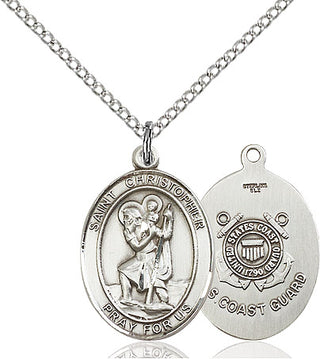 Sterling Silver Saint Christopher Coast Guard Medal Religious Jewelry