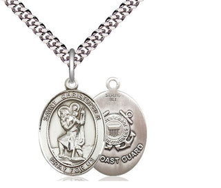 Sterling Silver Saint Christopher Coast Guard Medal Religious Jewelry