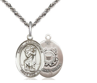 Sterling Silver Saint Christopher Coast Guard Medal Religious Jewelry