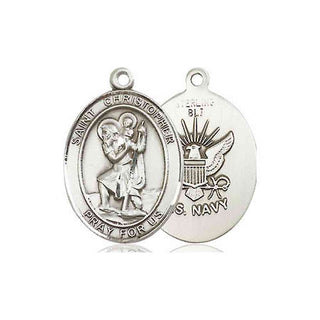 Sterling Silver Saint Christopher Navy Medal Religious Jewelry