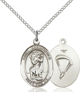 Sterling Silver Saint Christopher Paratrooper Medal Religious Jewelry