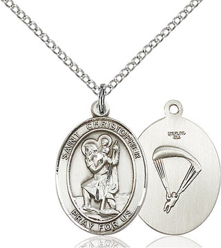 Sterling Silver Saint Christopher Paratrooper Medal Religious Jewelry