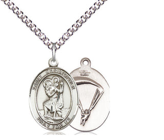 Sterling Silver Saint Christopher Paratrooper Medal Religious Jewelry