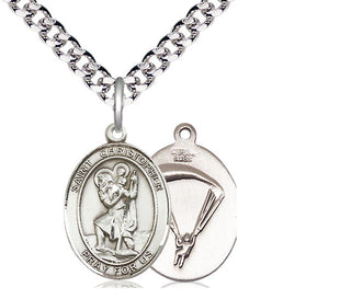 Sterling Silver Saint Christopher Paratrooper Medal Religious Jewelry