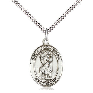 Sterling Silver Saint Christopher Medal Religious Jewelry Engraved Catholic Saint Jewelry