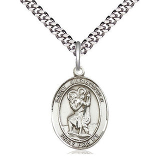 Sterling Silver Saint Christopher Medal Religious Jewelry Engraved Catholic Saint Jewelry