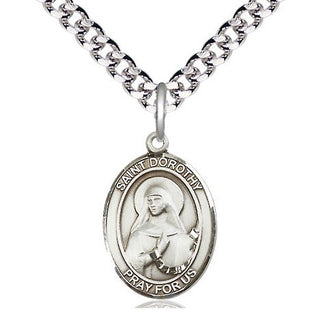 Pewter Saint Dorothy Medal Religious Jewelry Engraved Catholic Saint Jewelry