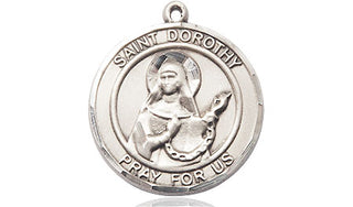 Sterling Silver Saint Dorothy Medal Religious Jewelry Engraved Catholic Saint Jewelry