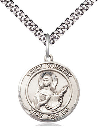 Sterling Silver Saint Dorothy Medal Religious Jewelry Engraved Catholic Saint Jewelry