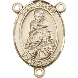 14kt Gold Saint Daniel Rosary Center Rosary Center Engraved Catholic Saint Jewelry