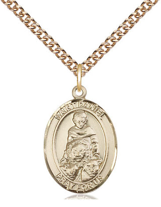 14kt Gold Saint Daniel Medal Engraved Catholic Saint Jewelry