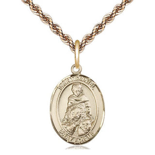 14kt Gold Saint Daniel Medal Engraved Catholic Saint Jewelry