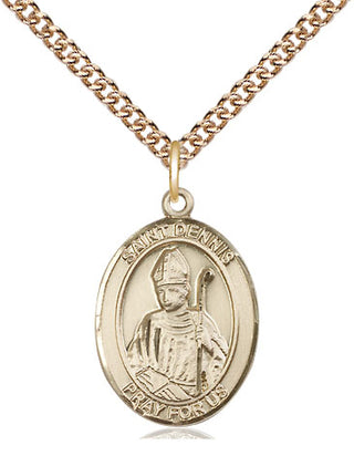 14kt Gold Filled Saint Dennis Medal Religious Jewelry Engraved Catholic Saint Jewelry