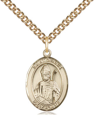 14kt Gold Filled Saint Dennis Medal Religious Jewelry Engraved Catholic Saint Jewelry