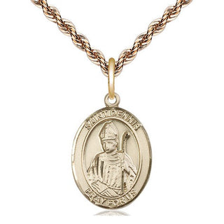 14kt Gold Filled Saint Dennis Medal Religious Jewelry Engraved Catholic Saint Jewelry