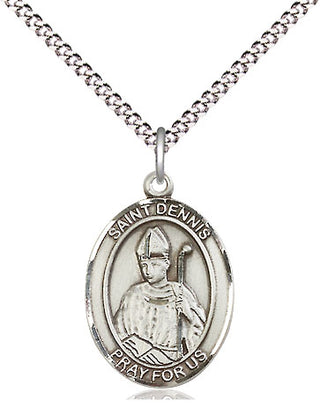 Pewter Saint Dennis Medal Religious Jewelry Engraved Catholic Saint Jewelry