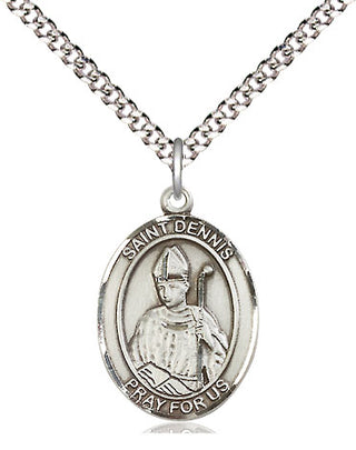 Pewter Saint Dennis Medal Religious Jewelry Engraved Catholic Saint Jewelry