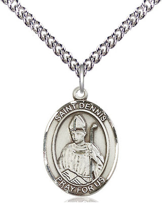 Sterling Silver Saint Dennis Medal Religious Jewelry Engraved Catholic Saint Jewelry