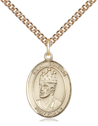 14kt Gold Filled Saint Edward the Confessor Medal Religious Jewelry Engraved Catholic Saint Jewelry