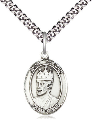 Pewter Saint Edward the Confessor Medal Religious Jewelry Engraved Catholic Saint Jewelry