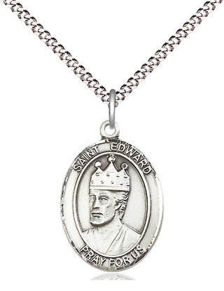 Sterling Silver Saint Edward the Confessor Medal Religious Jewelry Engraved Catholic Saint Jewelry