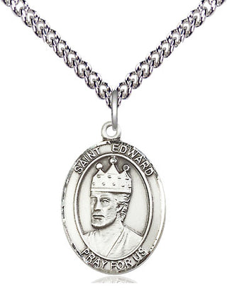 Sterling Silver Saint Edward the Confessor Medal Religious Jewelry Engraved Catholic Saint Jewelry