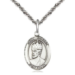 Sterling Silver Saint Edward the Confessor Medal Religious Jewelry Engraved Catholic Saint Jewelry