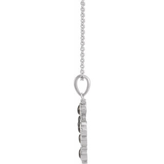 Platinum Natural Black Onyx Cross 16-18" Necklace