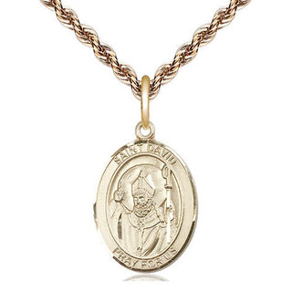 14kt Gold Saint David of Wales Medal Engraved Catholic Saint Jewelry