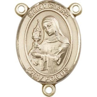 14kt Gold Filled Saint Clare of Assisi Rosary Center Rosary Center Engraved Catholic Saint Jewelry