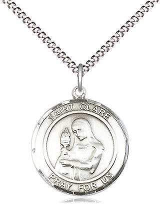 Sterling Silver Saint Clare of Assisi Medal Religious Jewelry Engraved Catholic Saint Jewelry