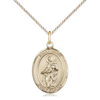 14kt Gold Filled Saint Jane of Valois Medal Religious Jewelry Engraved Catholic Saint Jewelry