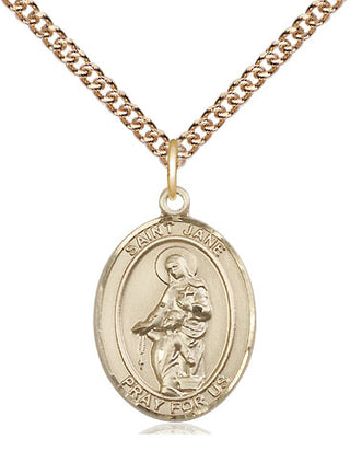 14kt Gold Filled Saint Jane of Valois Medal Religious Jewelry Engraved Catholic Saint Jewelry