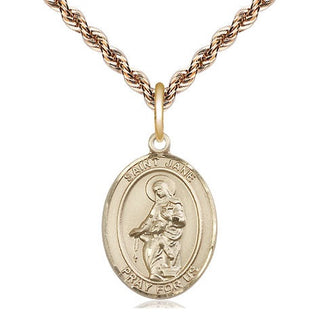 14kt Gold Filled Saint Jane of Valois Medal Religious Jewelry Engraved Catholic Saint Jewelry
