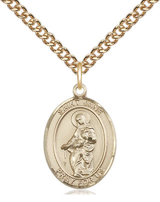 14kt Gold Saint Jane of Valois Medal Engraved Catholic Saint Jewelry