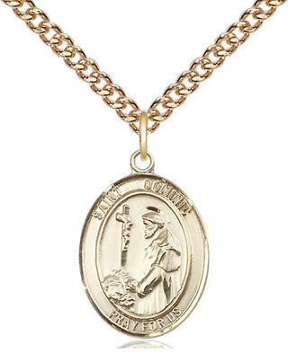 14kt Gold Filled Saint Dominic de Guzman Medal Religious Jewelry Engraved Catholic Saint Jewelry