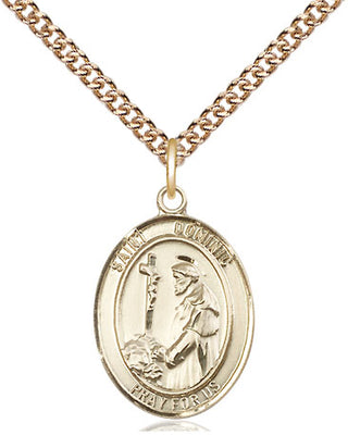14kt Gold Saint Dominic de Guzman Medal Engraved Catholic Saint Jewelry