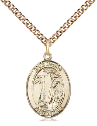 14kt Gold Filled Saint Elmo Medal Religious Jewelry Engraved Catholic Saint Jewelry