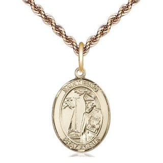 14kt Gold Filled Saint Elmo Medal Religious Jewelry Engraved Catholic Saint Jewelry