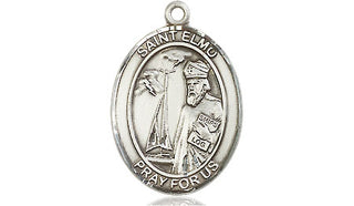 Pewter Saint Elmo Medal Engraved Catholic Saint Jewelry