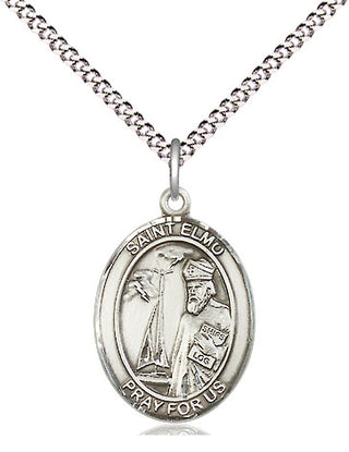 Sterling Silver Saint Elmo Medal Religious Jewelry Engraved Catholic Saint Jewelry