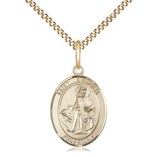 14kt Gold Filled Saint Dymphna Medal Religious Jewelry Engraved Catholic Saint Jewelry