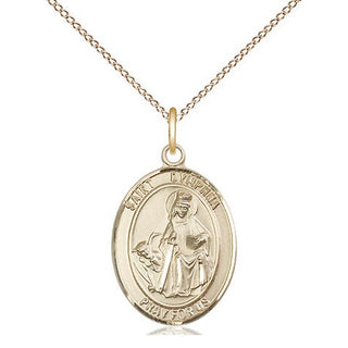 14kt Gold Saint Dymphna Medal Engraved Catholic Saint Jewelry