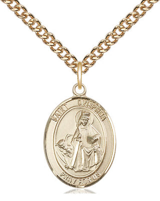 14kt Gold Saint Dymphna Medal Engraved Catholic Saint Jewelry