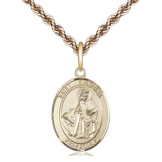 14kt Gold Saint Dymphna Medal Engraved Catholic Saint Jewelry