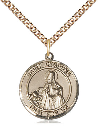 14kt Gold Saint Dymphna Medal Engraved Catholic Saint Jewelry