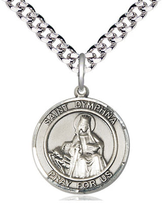 Pewter Saint Dymphna Medal Religious Jewelry Engraved Catholic Saint Jewelry