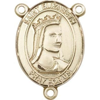 14kt Gold Saint Elizabeth of Hungary Rosary Center Rosary Center Engraved Catholic Saint Jewelry